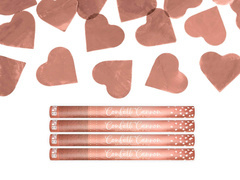 Tuba strzelająca, metaliczne serca, złoty róż, 60 cm, 4 szt.