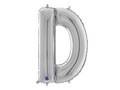 Balon foliowy srebrna litera D - 66 cm - 1 szt.