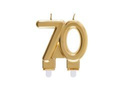 Gold 70th birthday candle - 7,5 cm - 1 pc.