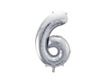 Balon foliowy cyfra 6 srebrna - 72 cm - 1 szt.