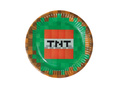 Talerzyki papierowe urodzinowe Piksele TNT - 18 cm - 6 szt.