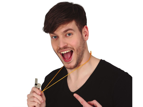 Police metal whistle with rope - 4 pc