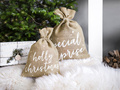 Holly Christmas jute gift bag - 30 x 42 cm