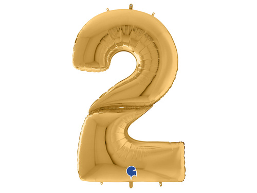 Number 2 gold Foil Balloon - 163 cm - 1 pc