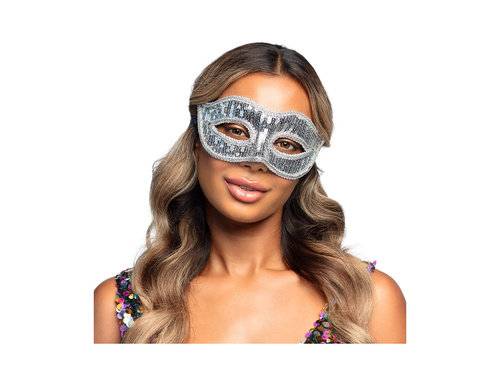 Maska Wenecka cekiny srebrna