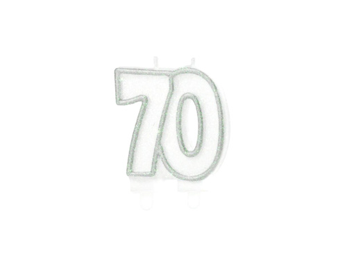Glitz silver numeral candle 70 - 1 pc