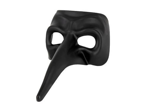 Maska karnawałowa z długim nosem - czarna - 1 szt.
