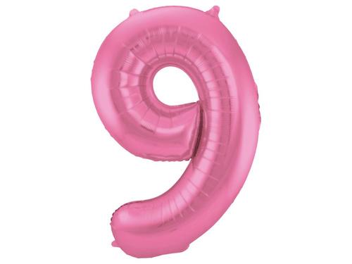 Number 9 Matte Pink Foil Balloon - 86 cm - 1 pc
