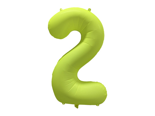 Large Number 2 Neon Yellow Foil Balloon - 86 x 70 cm - 1 pc