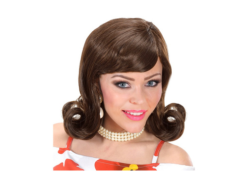 Brązowa peruka Flip z lat 60.