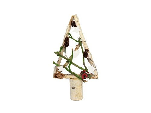 Wooden Christmas tree with decorations white - 42 cm - 1 pc.