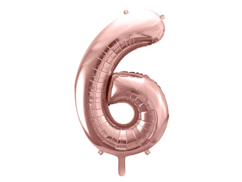 Foil balloon number 6 pink gold - 86 cm - 1 pc.