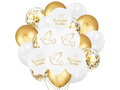 Zestaw balonów komunijnych biało-złoty  - 32 szt.