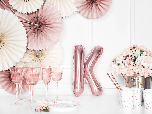 Foil balloon letter "K" pink and gold - 35 cm