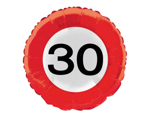 Traffic Sign 30 Foil Balloon - 46 cm - 1 pc