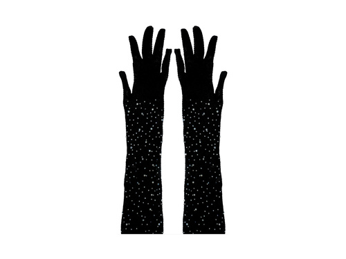Mesh gloves with rhinestones - 30 cm
