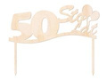 Topper drewniany na tort 50 sto lat - 1 szt.