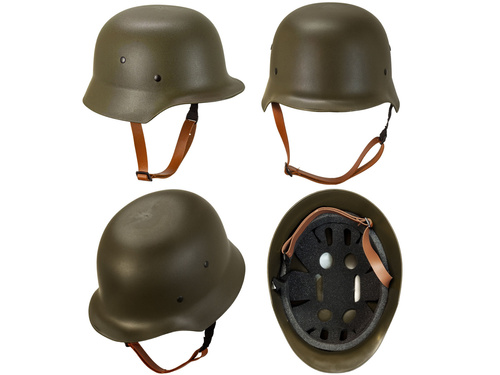 Green military helmet