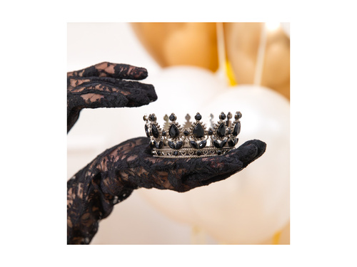 Korona na tort - 10 cm - srebrna z kryształkami - 1 szt.