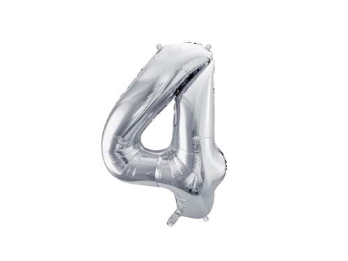 Number 4 silver Foil Balloon - 72 cm - 1 pc