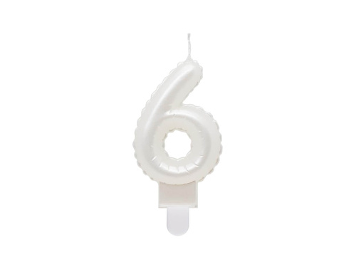 Pearl number candle white - 6 - six