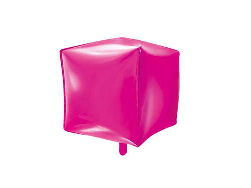 Foil cube balloon dark pink - 35 cm - 1 pc.