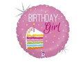Balon foliowy Birthday Girl z torcikiem - 46 cm - 1 szt.