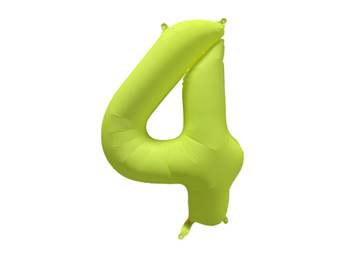 Large Number 4 Neon Yellow Foil Balloon - 86 x 70 cm - 1 pc