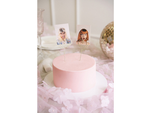 Toppery na tort Serca złote  - 12 x 4,5 cm - 2 szt.