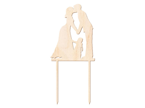 Cake topper, wooden - 10x23 cm - 1 pc