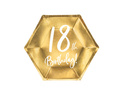 Gold eighteenth birthday plates - 20 cm - 6 pcs.