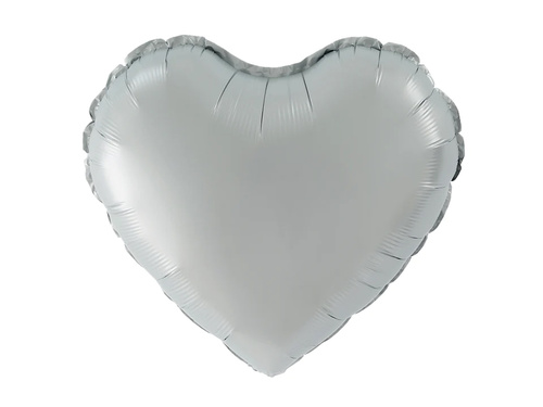 Silver Heart Foil Balloon - 45 cm - 1 pc