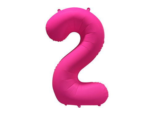 Large Number 2 Neon Pink Foil Balloon - 86 x 70 cm - 1 pc