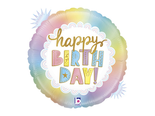Balon foliowy Happy Birthday opalizujący - 46 cm - 1 szt.