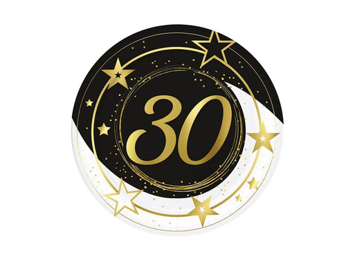 30th Birthday Paper Plates 23 cm - 6 pcs