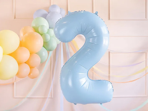 Number 2 Sky blue Foil Balloon - 72 cm - 1 pc
