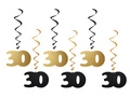 Hanging decoration pigs 30th birthday - 6 pcs.