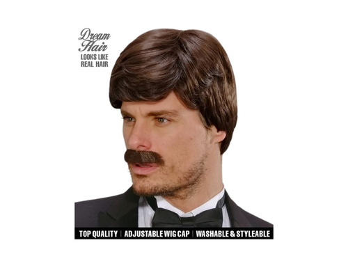 Brązowa peruka Playboy Dream Hair z wąsami