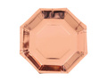 Talerzyki papierowe Oktagon różowe złoto - 23 cm - 6 szt.