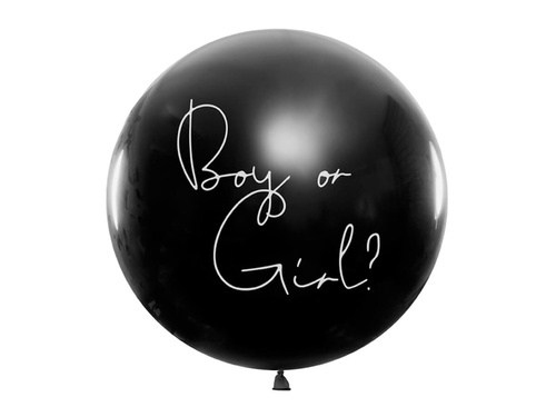 Giant balloon 1 m in diameter - black with Boy or Girl print