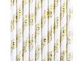 Paper tube straws golden flowers - 19,5 cm - 10 pcs.