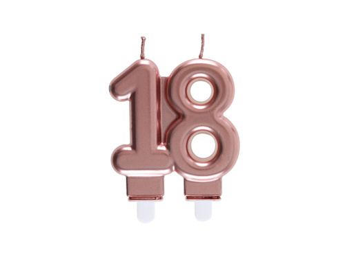 Candle for 18th birthday party rose gold - 7,5 cm - 1 pcs.