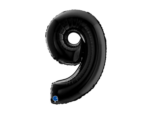 Balon foliowy cyfra 9 czarny - 26" - 1 szt.
