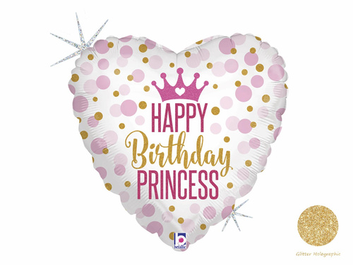 Birthday Princess Pink Heart Foil Balloon - 46 cm - 1 pc