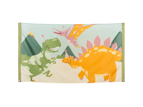 Flaga urodzinowa Dino Party - 90 x 150 cm - 1 szt.