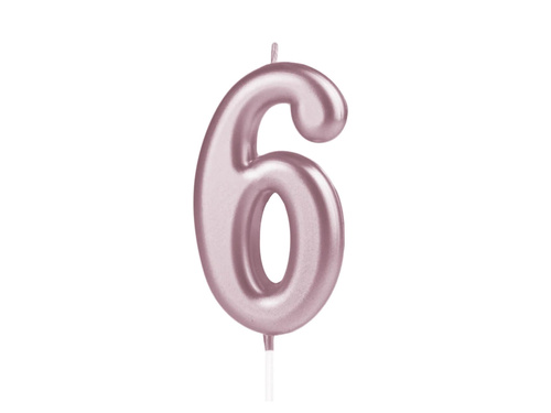 Rose gold number candle - 6 - six