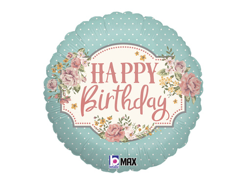 Balon foliowy Happy Birthday Vintage - 46 cm - 1 szt.