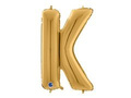 Balon foliowy złota litera K - 66 cm - 1 szt.