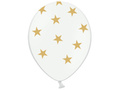 Balony pastelowe białe w złote gwiazdki - 30 cm - 50 szt.