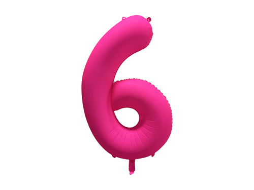 Large Number 6 Neon Pink Foil Balloon - 86 x 70 cm - 1 pc